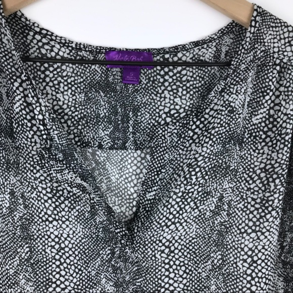 Hale Bob Short Sleeve Semi Sheer Animal Print Top - Picture 4 of 6